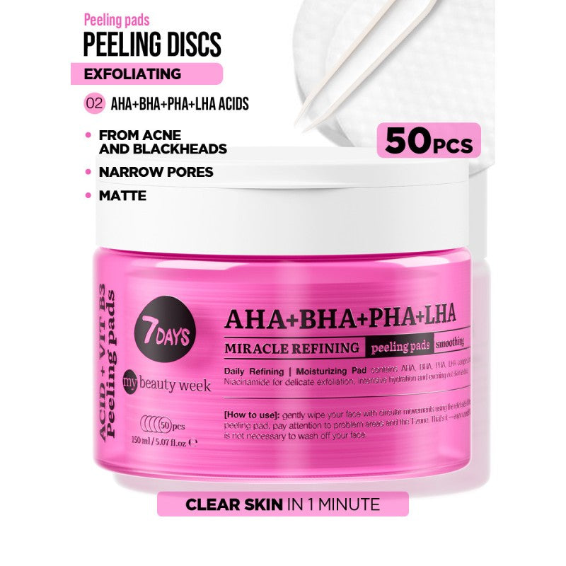 Exfoliating Peeling Pads, AHA+BHA-PHA+LHA, 50 δισκία, 7DAYS