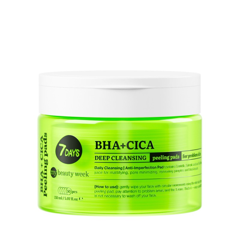 Exfoliating Peeling Pads, BHA+CICA, 50 δισκία, 7DAYS