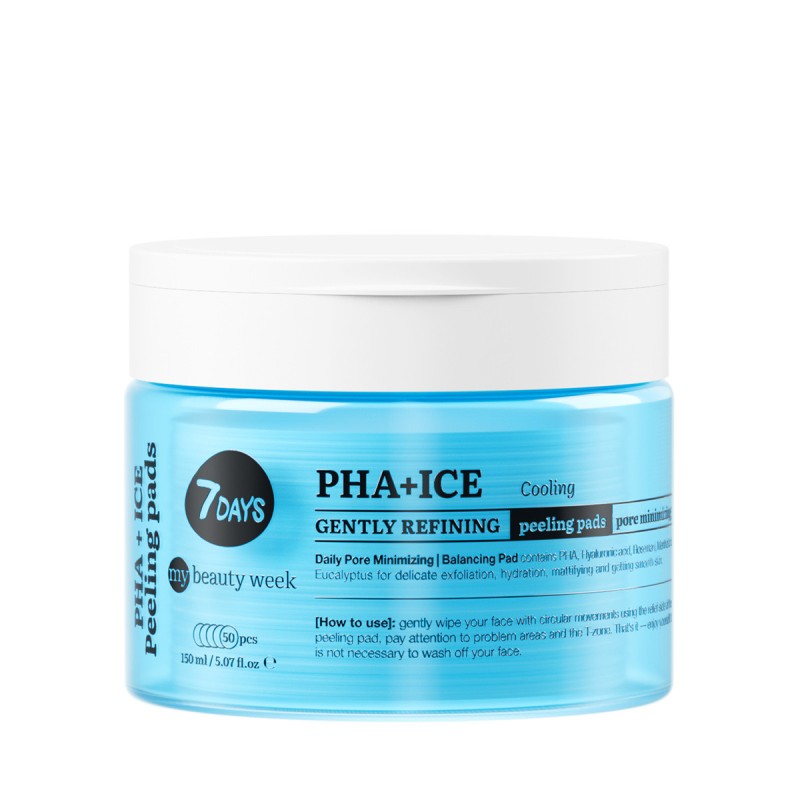 Exfoliating Peeling Pads, PHA+ICE, 50 δισκία, 7DAYS