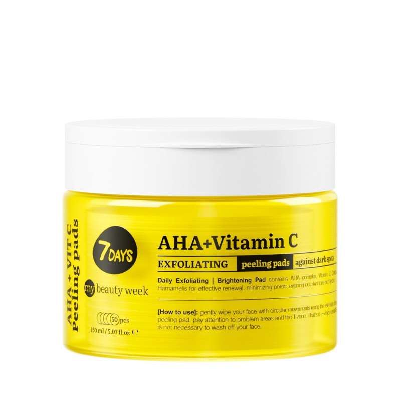 Exfoliating Peeling Pads, AHA+VITAMIN C, 50 δισκία, 7DAYS
