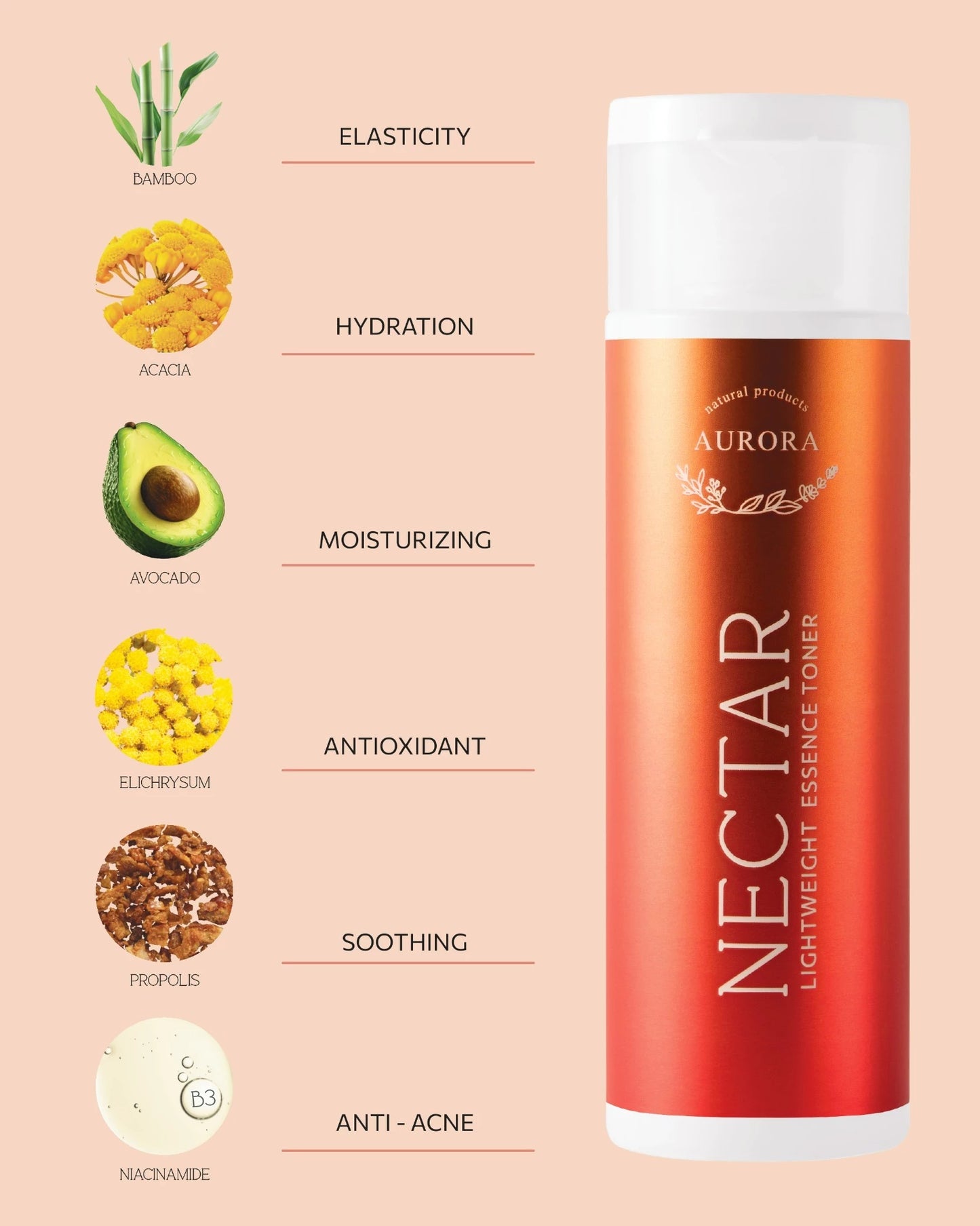 NECTAR LIGHTWEIGHT ESSENCE TONER, AURORA, 200ML